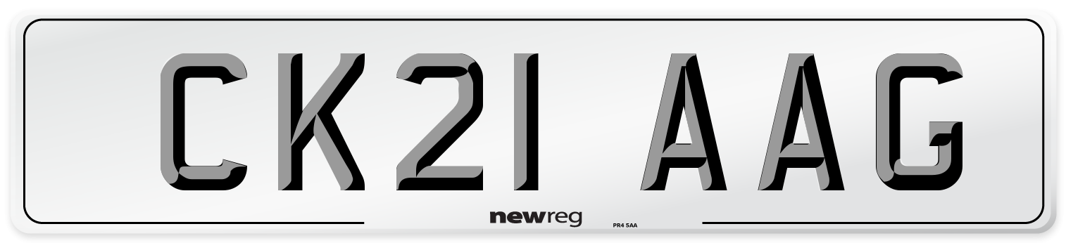 CK21 AAG Number Plate from New Reg